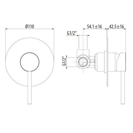 Смеситель для душа Gattoni Fontane Bianche 9130/91NO встраиваемый в стену черный