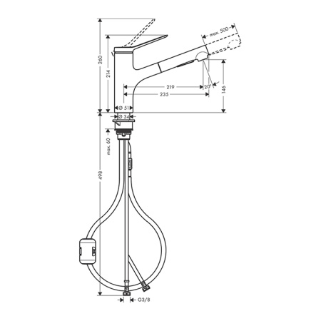 Смеситель для кухни Hansgrohe Zesis 74800670 на мойку черный