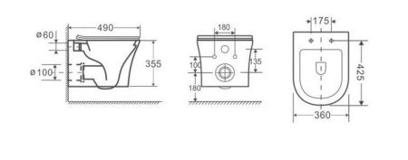 Унитаз подвесной Cerutti SPA CT9245 белый с сиденьем микролифт безободковый каскадный смыв