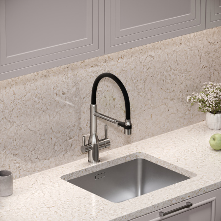 Смеситель для кухни Sancos Garda SC4009BN на мойку брашированный никель/черный без термостата