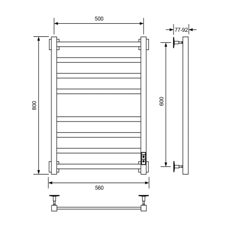 Полотенцесушитель Veconi Barro-A B8050B-A 80х80 электрический черный