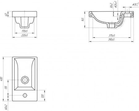 Тумба TA-MBO-40PR-blanco 40x22x65 + Раковина P-UM-COM40/1 Taliente