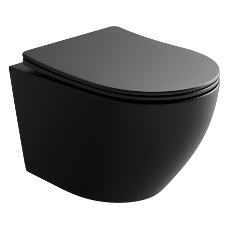 Унитаз подвесной Ceramica Nova UNO CN11001MB черный матовый с сиденьем микролифт безободковый душевой смыв Унитаз подвесной Ceramica Nova UNO CN11001MB черный матовый с сиденьем микролифт безободковый душевой смыв