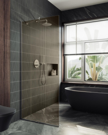 Душевая перегородка Maybah Glass MGD-678-5у 109х195 стекло тонированное профиль хром матовый