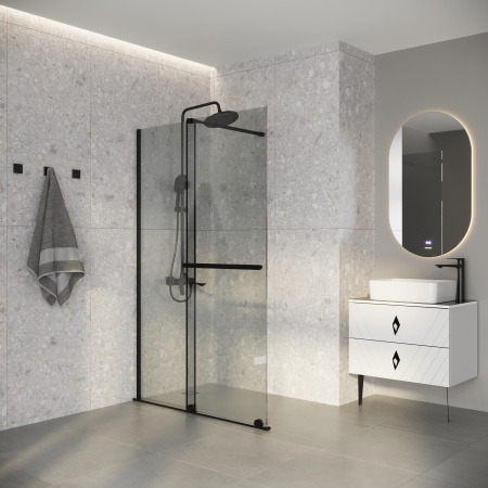 Душевая перегородка Niagara Nova NG-671-90BLACK 90х200 стекло прозрачное профиль черный матовый