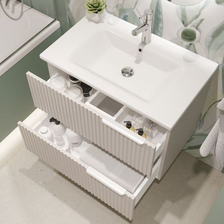 Тумба под раковину Stworki Хаммель 00329059 70х40 подвесная цвет бежевый