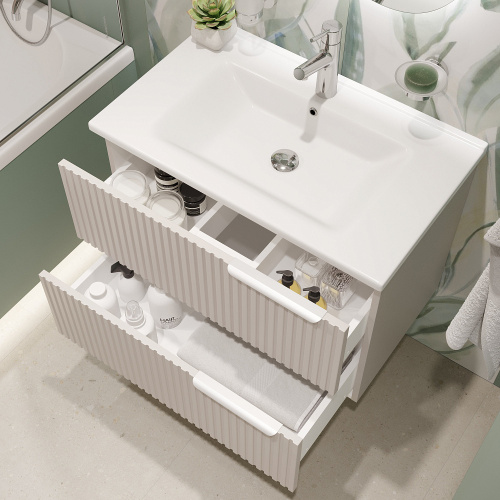 Тумба под раковину Stworki Хаммель 00329059 73х44х53 подвесная цвет бежевый - фото 4