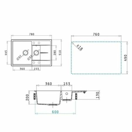 Кухонная мойка Uperwood Quartz Premium UPD-05 3910202116 80х50 цвет белый поверхность матовая