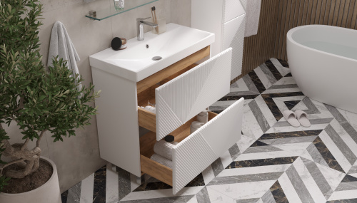 Тумба под раковину Velvex EDGE tn.EDG.9696.80.2Y белый глянец 80х39х80 напольная цвет белый - фото 3