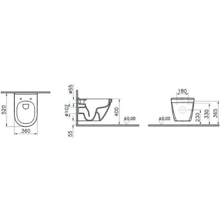 Чаша унитаза подвесная Vitra S50 7740B003-0850 цвет белый без сиденья безободковая каскадный смыв
