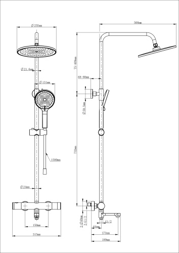 Душевая стойка Wonzon & Woghand WW-B3069-MW настенная цвет белый - фото 2