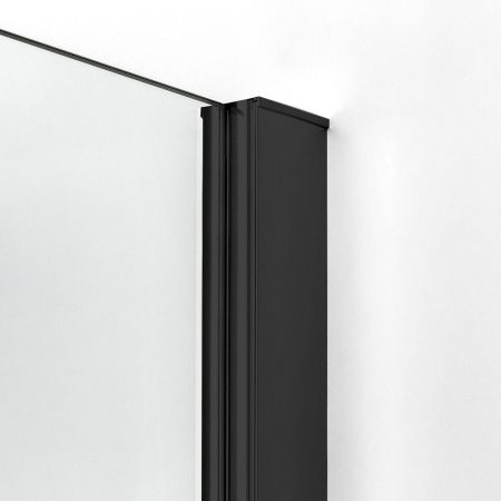 Душевая шторка на ванну New Trendy NEW SOLEO Black P-0077 50х140 стекло прозрачное профиль черный ориентация универсальная