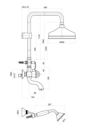 Душевая стойка Fiore 17CR0615 настенная цвет хром