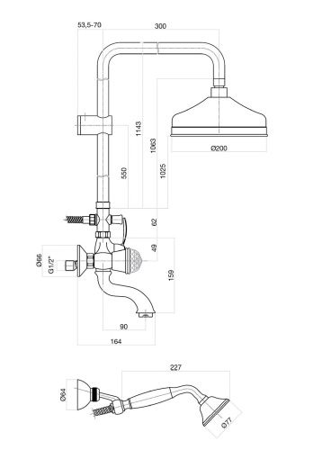 Душевая стойка Fiore 17ZZ0615 настенная цвет бронза - фото 3
