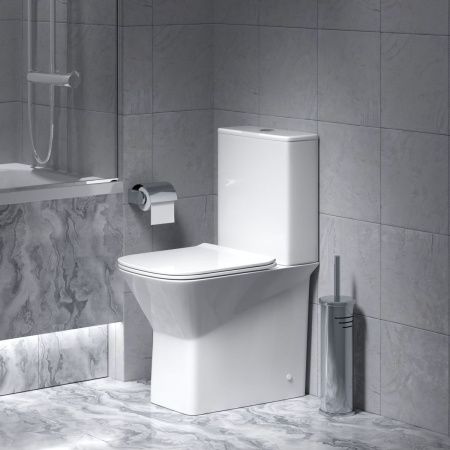 Унитаз напольный с бачком Grossman Cristal GR-4471S белый с сиденьем микролифт безободковый каскадный смыв