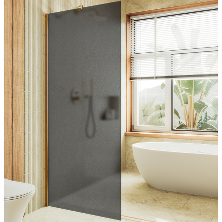 Душевая перегородка Maybah Glass MGD-694-3ш 89х195 стекло тонированное профиль золото глянцевое