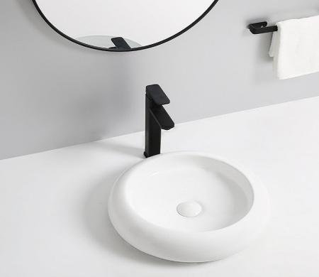 Раковина из санфаянса CeramaLux 7031B 46х46 накладная цвет белый