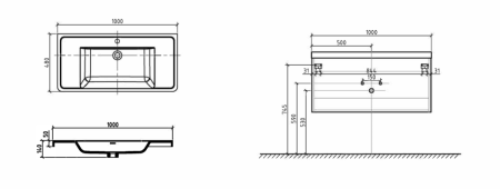 Раковина из искусственного камня BelBagno Ancona-N EA-1000-LVB 100х50 накладная цвет белый 1 отверстие под смеситель