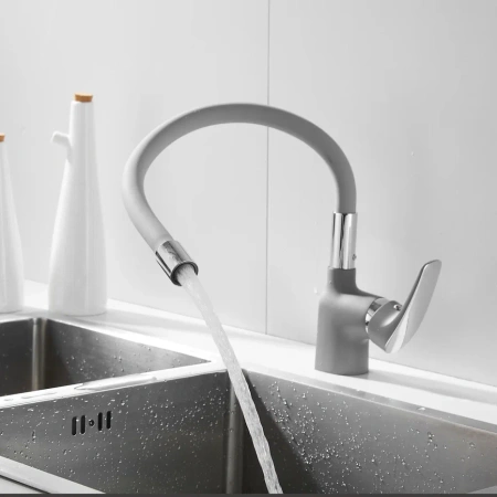 Смеситель для кухни Shevanik S443-9 на мойку серый