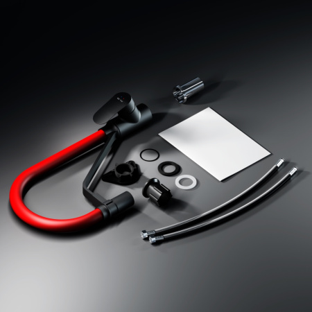 Смеситель для кухни Am.Pm Like F8007828 на мойку черный/красный