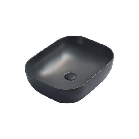 Раковина из сантехнического фарфора Vincea VBS-101MA 50х40 накладная цвет черный без отверстий под смеситель