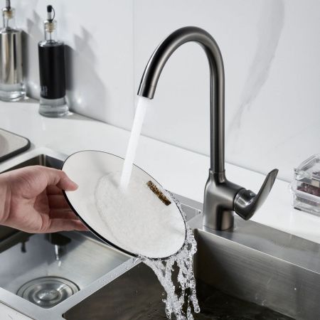 Смеситель для кухни Shevanik S5053T на мойку оружейная сталь