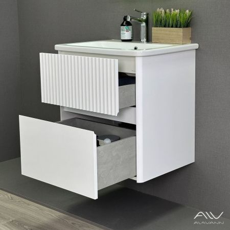 Тумба с раковиной Alavann Wave ALV1110000 60х50 подвесная цвет белый