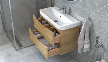 Тумба под раковину Velvex CLAY tpCLA.80.2Y-230 80х40 подвесная цвет коричневый