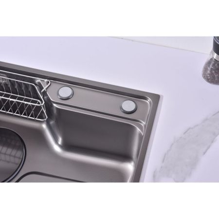 Кухонная мойка Fmark FSC7846Q 80х45 цвет серый поверхность матовая