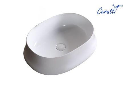 Раковина из сантехнического фарфора Cerutti SPA CR0060 60х40 накладная цвет белый без отверстий под смеситель
