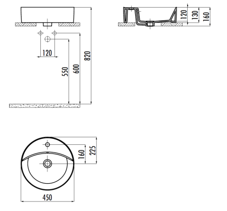 Раковина из сантехнического фарфора Creavit Nice NC046-00CB00E-0000 50х50 накладная цвет белый 1 отверстие под смеситель