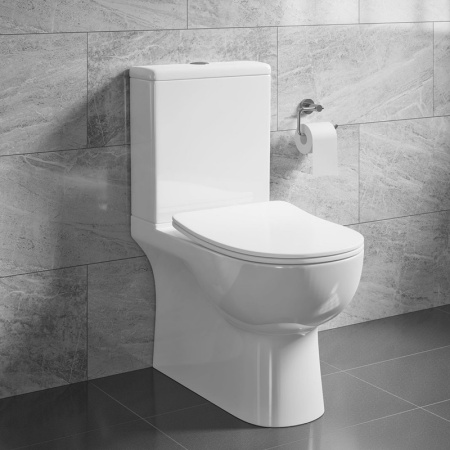 Унитаз напольный с бачком Bond Oval F02-00 белый с сиденьем безободковый душевой смыв