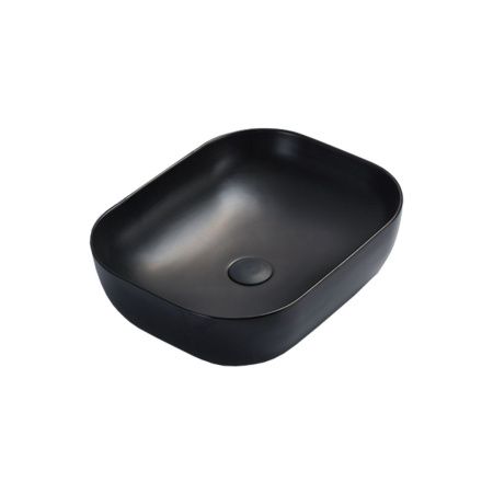Раковина из сантехнического фарфора Vincea VBS-101MB 50х40 накладная цвет черный без отверстий под смеситель