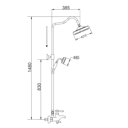 Душевая стойка Rose R0136Q настенная цвет бронза