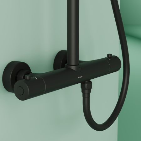 Душевая стойка Sancos Game SC3002MB настенная цвет черный с термостатом