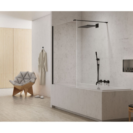 Душевая шторка на ванну New Trendy NEW MODUS Black EXK-1927-WP 60х150 стекло прозрачное профиль черный ориентация универсальная