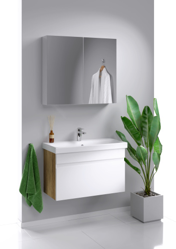 Тумба под раковину Aqwella Y SRT0108DB 77х36х46 подвесная цвет белый/коричневый - фото 3