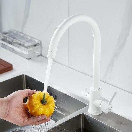 Смеситель для кухни Raffine F108C на мойку белый