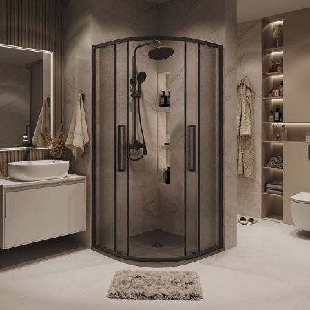 Душевой уголок Grossman Cosmo 301.K33.02.9090.21.02 90х90 стекло текстурное профиль черный без поддона