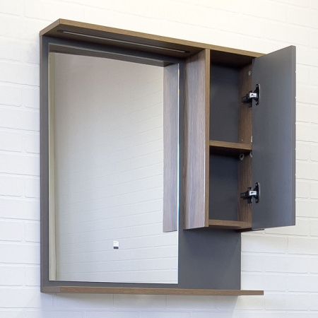 Зеркало-шкаф Comforty Кемер 00-00014147CF 80х80 подвесной цвет серый/черный