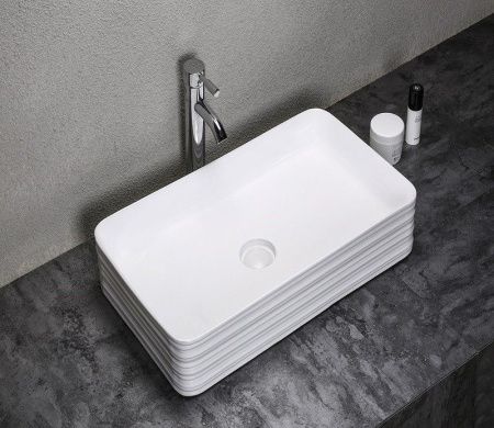 Раковина из сантехнического фаянса CeramaLux W1531-D1408 70х40 накладная цвет белый без отверстий под смеситель