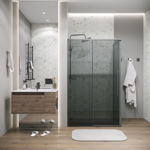 Душевой уголок Grossman Galaxy 120.K33.01.1090.42.10 100х90 стекло тонированное профиль графит матовый - фото 3