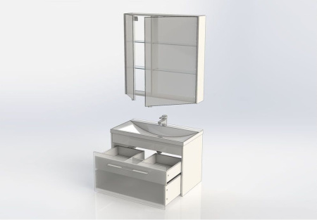 Комплект мебели: тумба с раковиной + зеркало-шкаф Aquanet Августа 00287684 90x48x140 подвесной цвет белый