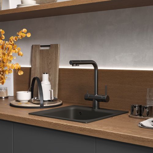 Смеситель для кухни Reflexion Lago RX9903BL на мойку вороненая сталь - фото 4