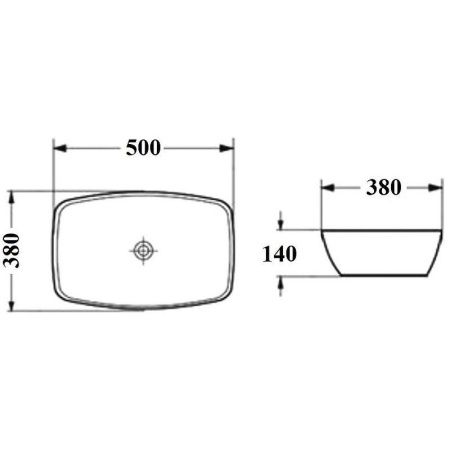 Раковина из сантехнического фарфора Bond Cube S54-608 60х40 накладная цвет черный без отверстий под смеситель