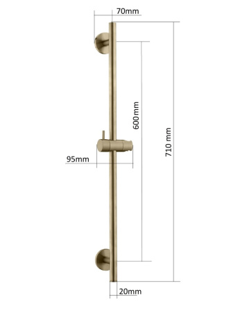 Штанга для душа Boheme Uno 420-CB медь брашированная