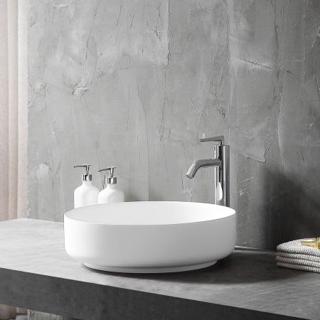 Раковина из искусственного камня Vincea VBS-6S16MW 50х50 накладная цвет белый без отверстий под смеситель