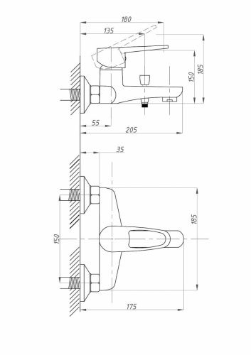 Смеситель для ванны и душа FAUZT FZs-840-126 настенный хром - фото 4
