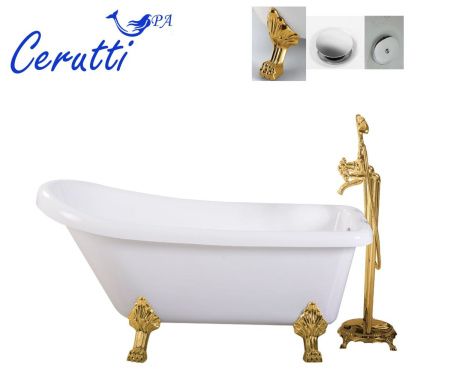 Ванна акриловая Cerutti SPA CT9669 155х75 отдельностоящая асимметричная с ножками