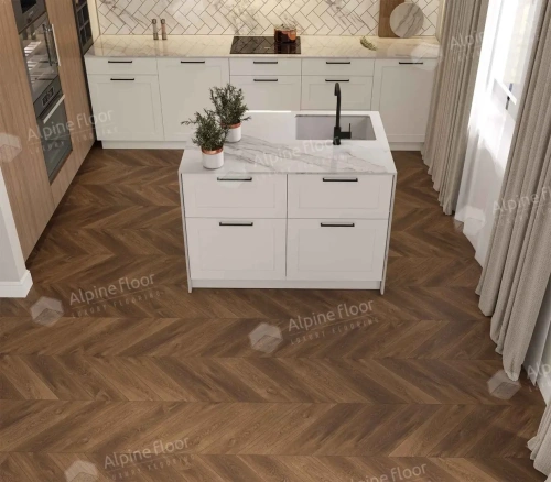 SPC ламинат Alpine Floor Chervon Alpine ECO 18-13 MC Дуб Коричневый Chevron толщина 0.5 см 43 класс 600х127 - фото 3